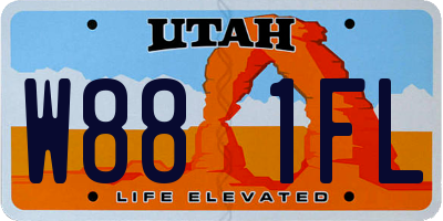 UT license plate W881FL
