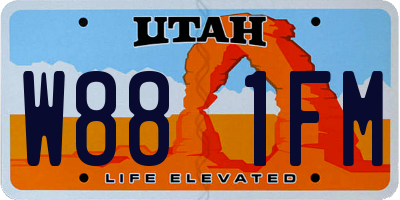 UT license plate W881FM