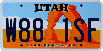 UT license plate W881SF