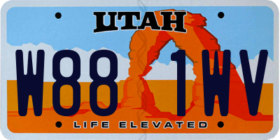 UT license plate W881WV