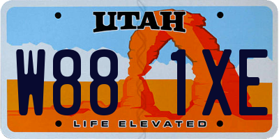 UT license plate W881XE