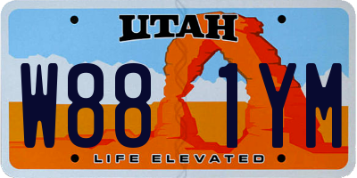 UT license plate W881YM