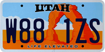 UT license plate W881ZS