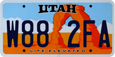 UT license plate W882FA