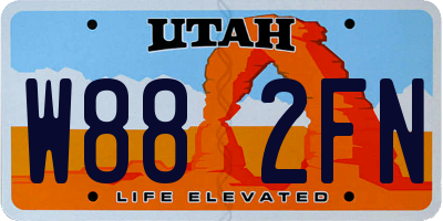 UT license plate W882FN