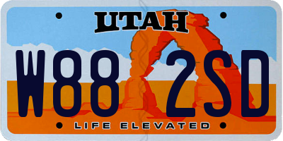 UT license plate W882SD
