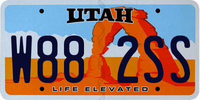 UT license plate W882SS