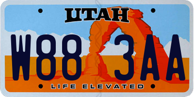 UT license plate W883AA