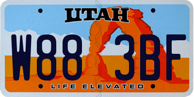 UT license plate W883BF