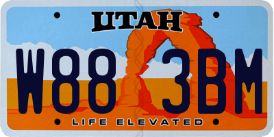 UT license plate W883BM
