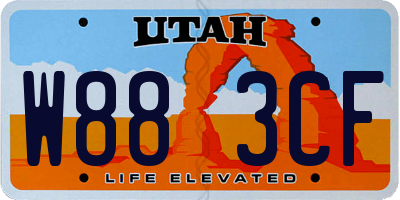 UT license plate W883CF
