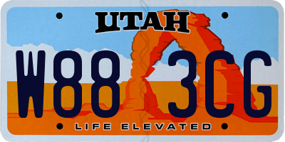 UT license plate W883CG