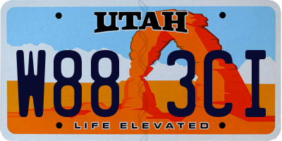 UT license plate W883CI