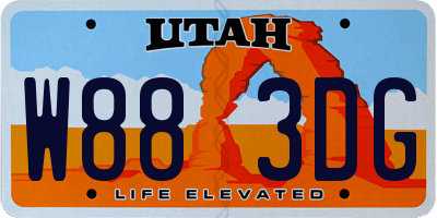 UT license plate W883DG