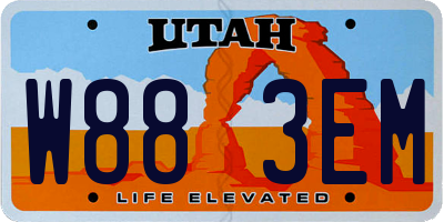 UT license plate W883EM