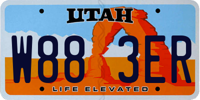 UT license plate W883ER
