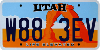 UT license plate W883EV