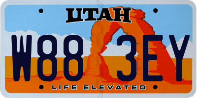 UT license plate W883EY