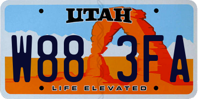 UT license plate W883FA