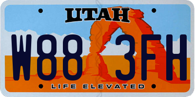 UT license plate W883FH