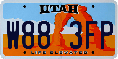 UT license plate W883FP