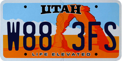 UT license plate W883FS