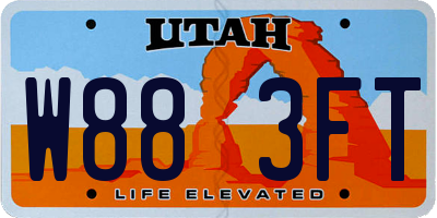 UT license plate W883FT