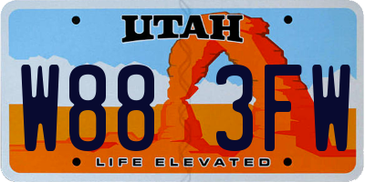 UT license plate W883FW