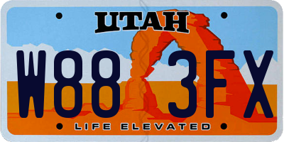 UT license plate W883FX