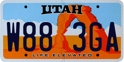 UT license plate W883GA