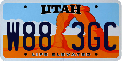 UT license plate W883GC