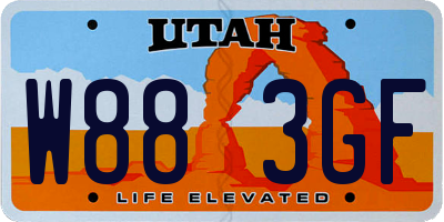 UT license plate W883GF