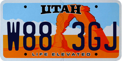 UT license plate W883GJ