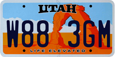 UT license plate W883GM
