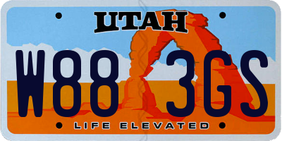 UT license plate W883GS