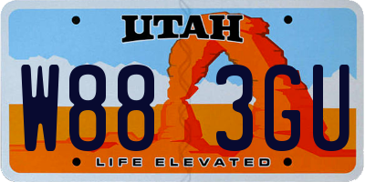 UT license plate W883GU
