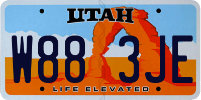 UT license plate W883JE