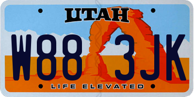 UT license plate W883JK