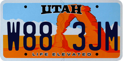 UT license plate W883JM