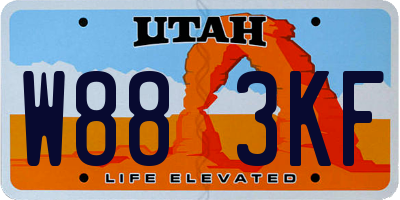 UT license plate W883KF