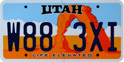 UT license plate W883XI