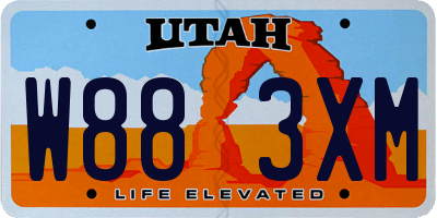 UT license plate W883XM