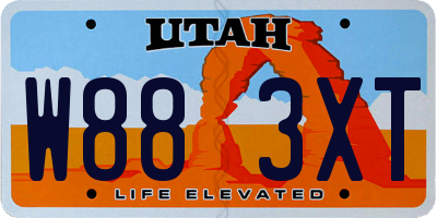 UT license plate W883XT