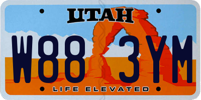 UT license plate W883YM