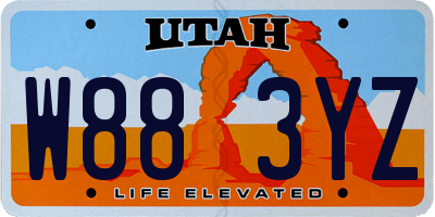 UT license plate W883YZ