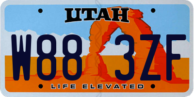 UT license plate W883ZF