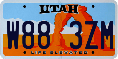 UT license plate W883ZM
