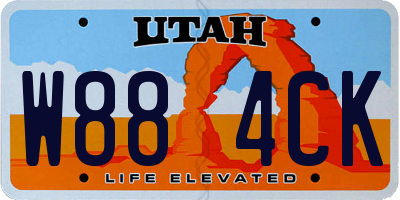 UT license plate W884CK