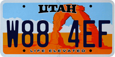 UT license plate W884EF