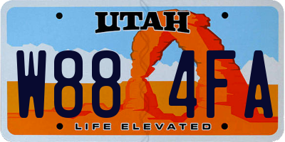 UT license plate W884FA